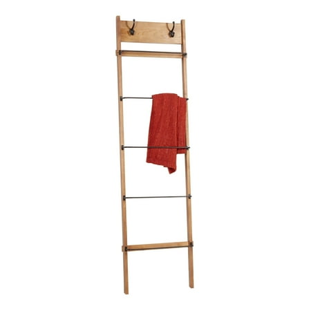 DecMode 20" x 76" Brown Wood 5 Rung Ladder, 1-Piece