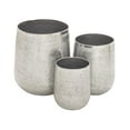 thumbnail image 1 of DecMode Silver Aluminum Metal Wide Hammered Indoor Outdoor Planter, Set of 3 21", 16", 13"H, 1 of 15