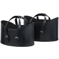 thumbnail image 1 of DecMode 21", 19"W Dark Blue Leather Handmade Magazine Holder with Handles (Set of 2), 1 of 8