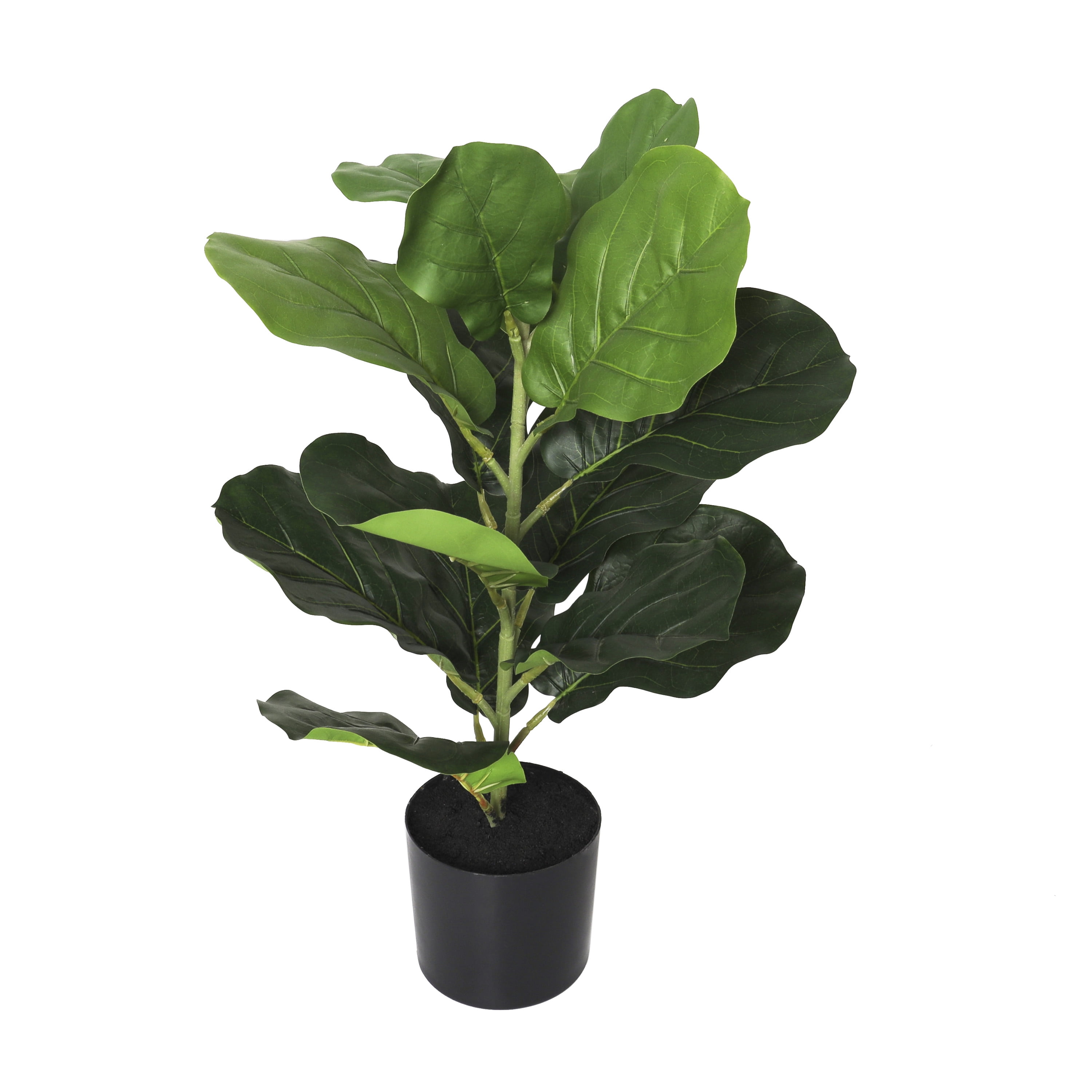 DecMode 21" Artificial Fiddle Leaf Plant in Black Pot