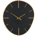 thumbnail image 1 of DecMode 21" Black Wooden Wavy Wall Clock with Gold Hands and Markers, 1 of 9