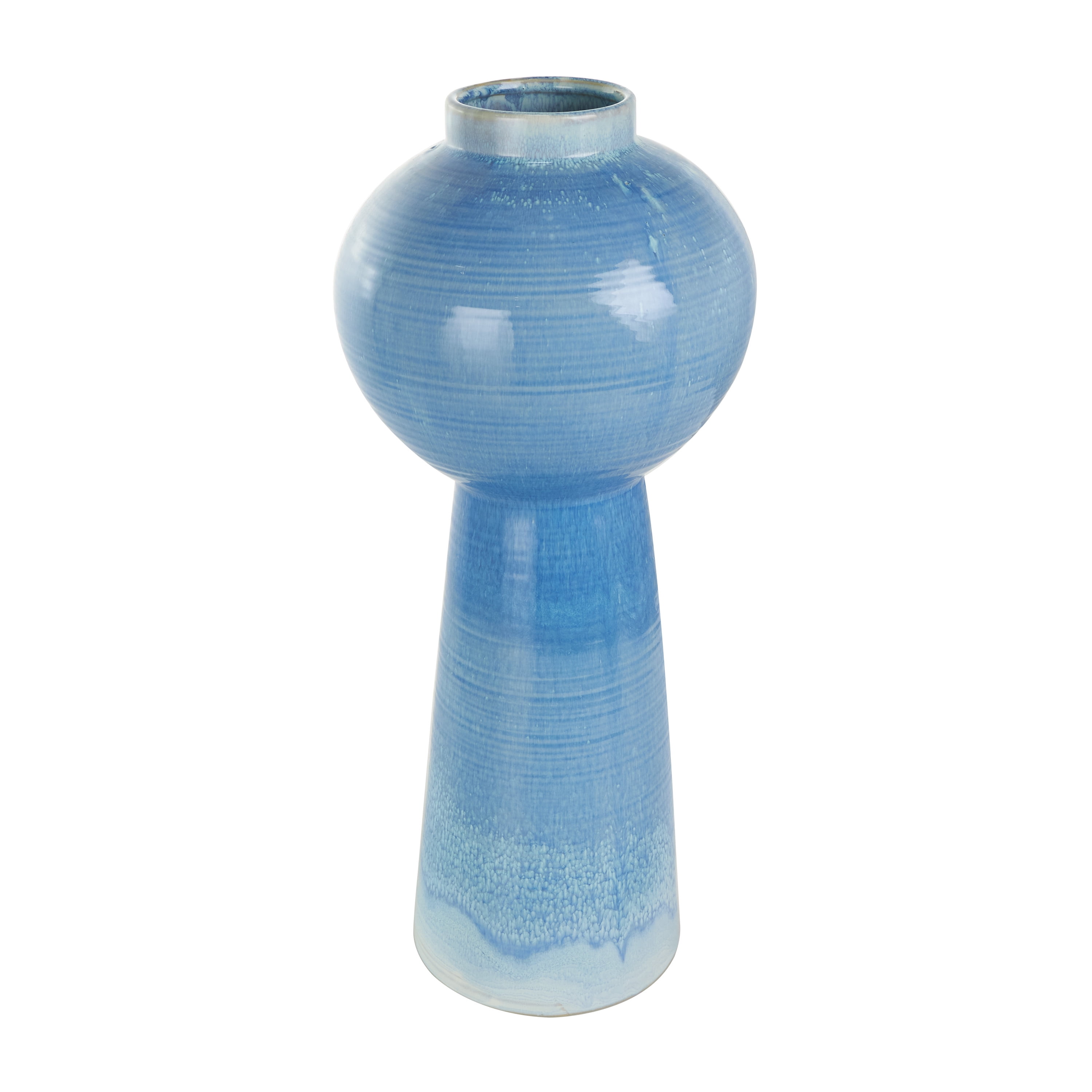 DecMode 21" Bubble Inspired Ombre Blue Ceramic Vase with Unique Texturing