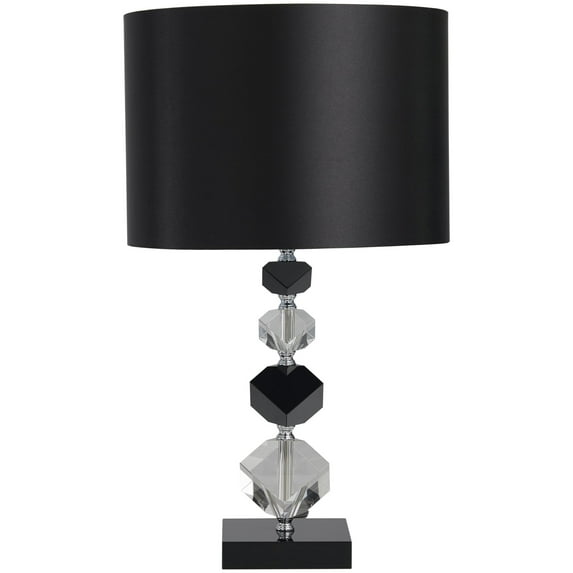 DecMode 21" Diamond Inspired Geometric Clear Table Lamp with Black Fabric Shade