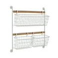 thumbnail image 1 of DecMode 21" White Metal 3 Hanging Baskets Wall Mounted Magazine Rack Holder, 1 of 7