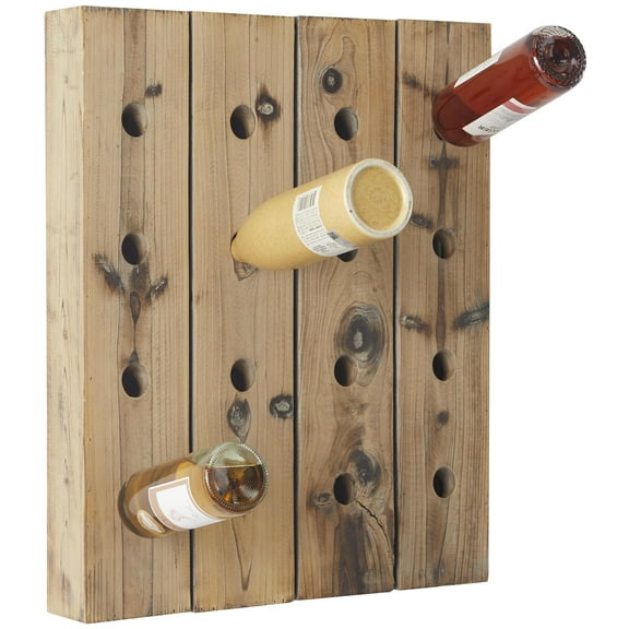 DecMode 21" x 25" Brown Wood 16 Bottle Wall Wine Rack, 1-Piece