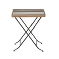 thumbnail image 1 of DecMode 21" x 25" Brass Metal Accent Table with Black Marble Tray Top and Metal Folding Legs, 1-Piece, 1 of 12