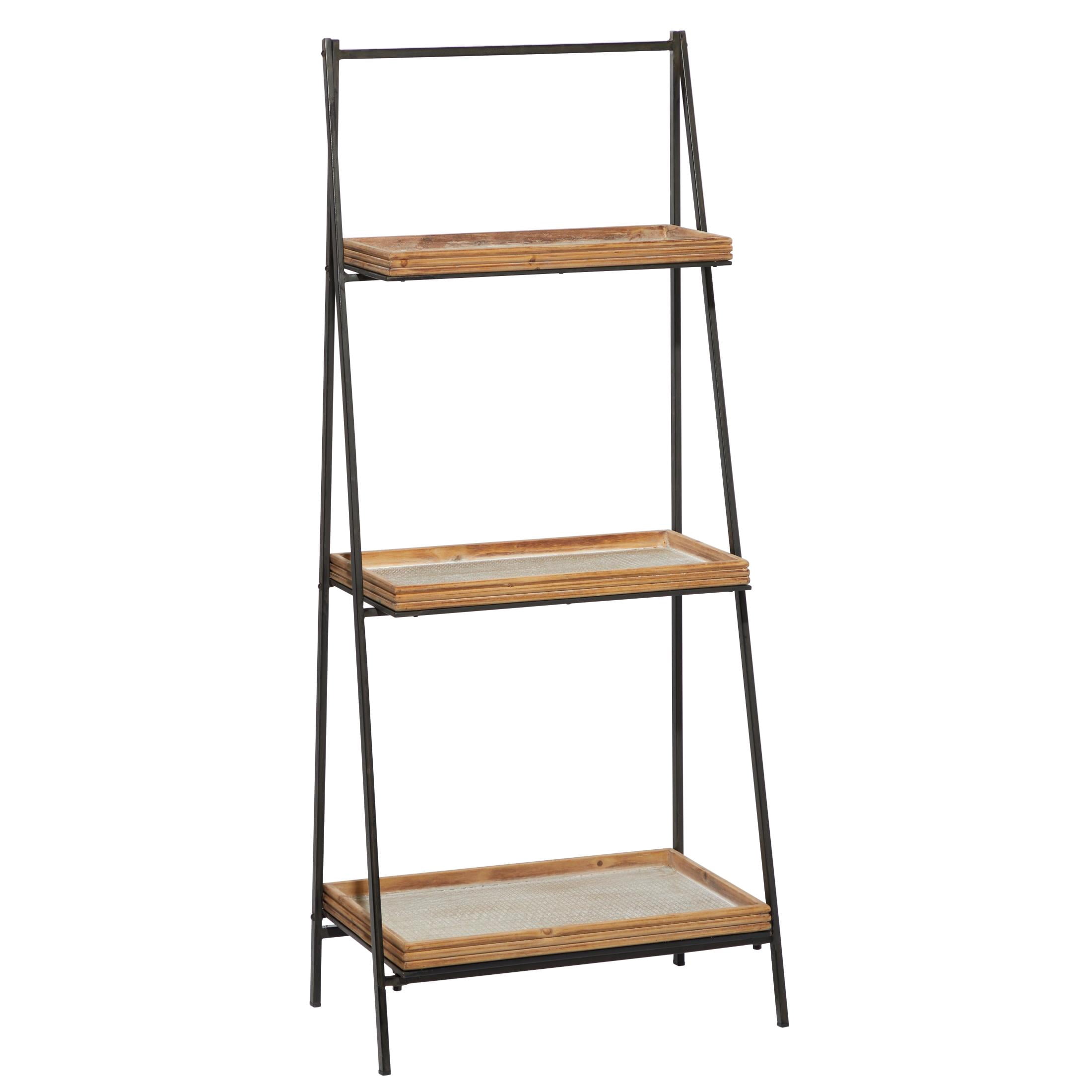 DecMode 21" x 47" Brown Wood 3-Tier Shelving Unit, 1-Piece