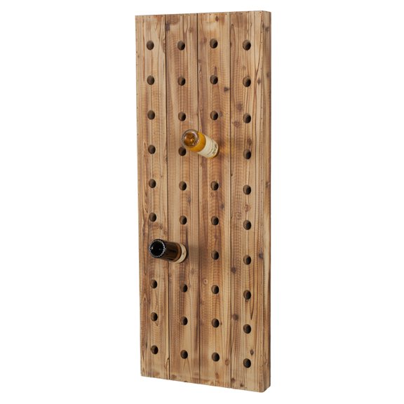 DecMode 21" x 57" Brown Wood Tall 40 Hole Wall Wine Rack, 1-Piece