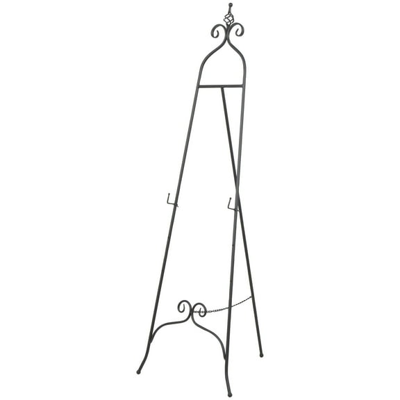 DecMode 21" x 63" Black Metal Tall Adjustable Floor 3 Level Scroll Easel, 1-Piece