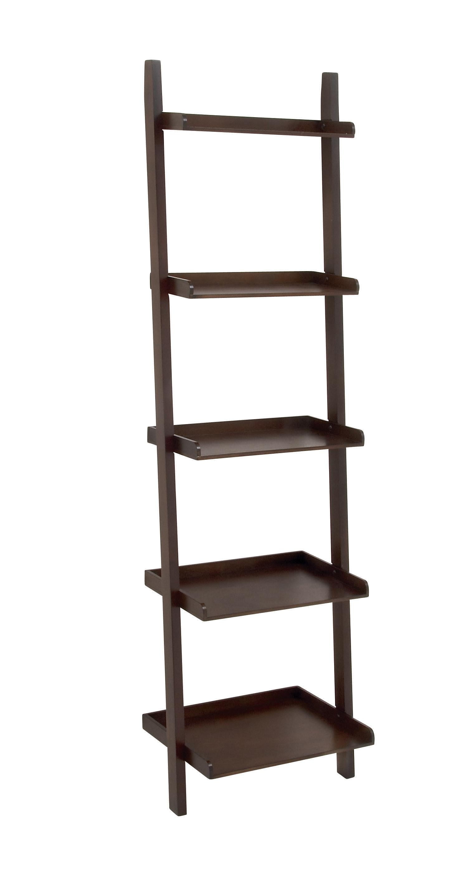 69" Brown Wooden 5-Tier Ladder Shelf