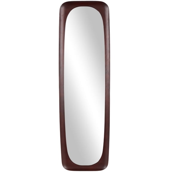 DecMode 21" x 71" Dark Brown Oval Wall Mirror