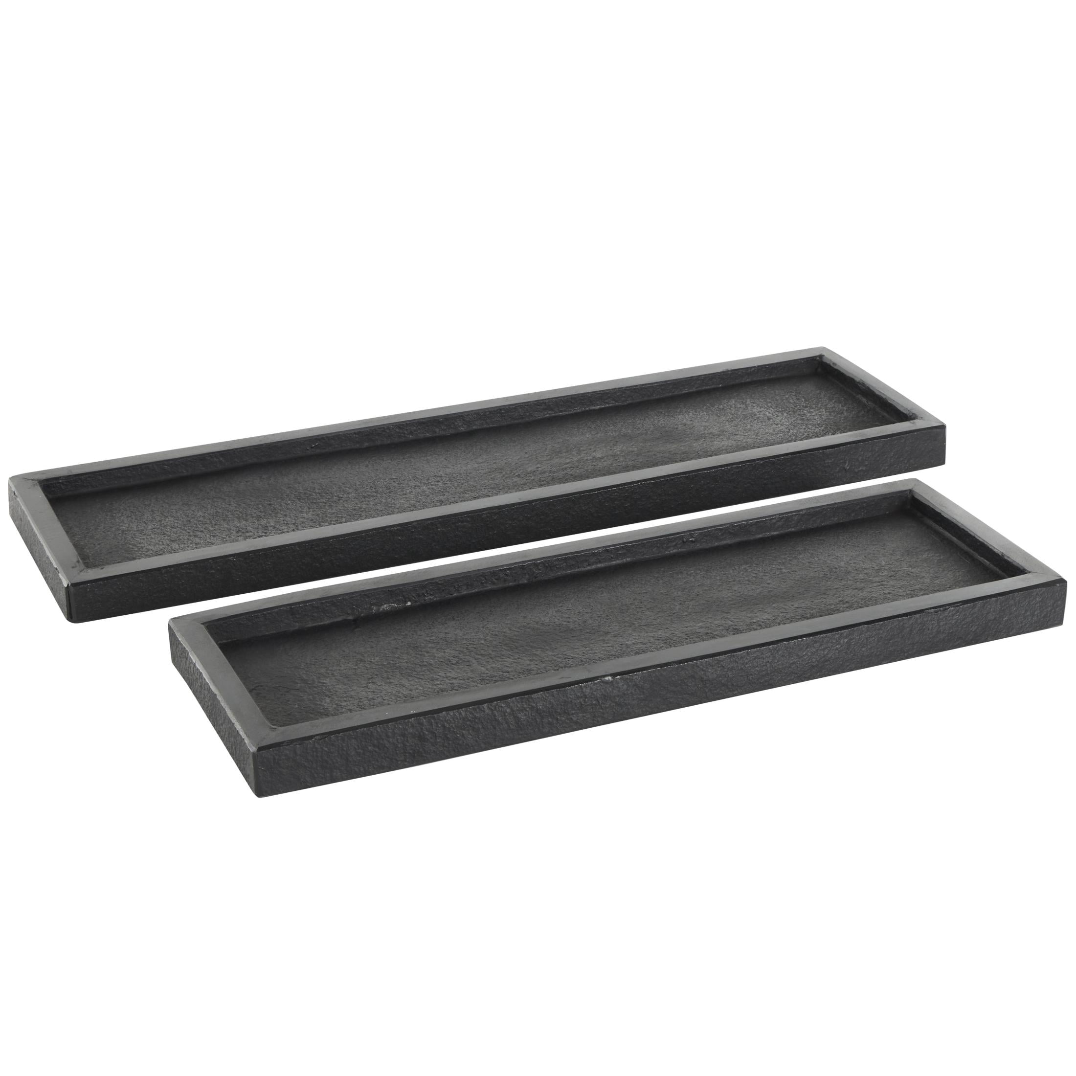 Decmode Black Marble Tray Set 2 Piece Textured Trays Photo Inspiration