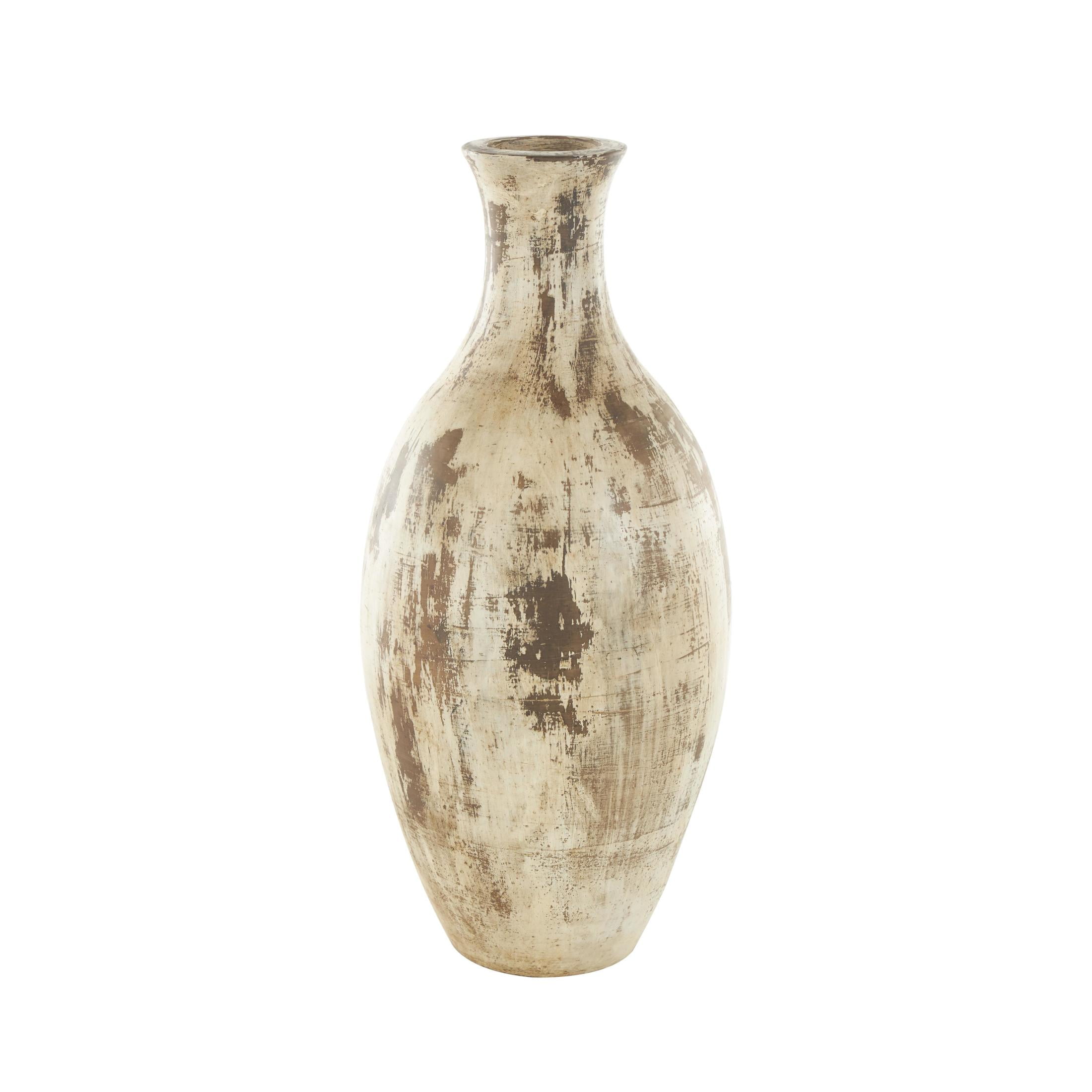 DecMode 22" Antique Style Distressed Brown Ceramic Vase