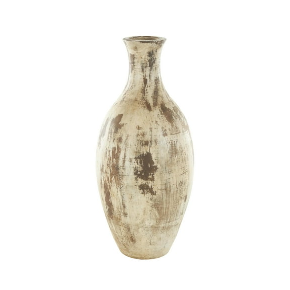 DecMode 22" Antique Style Distressed Brown Ceramic Vase