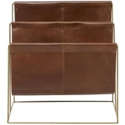 DecMode 22 Brown Leather 3 Slot Magazine Holder with Metal Stand