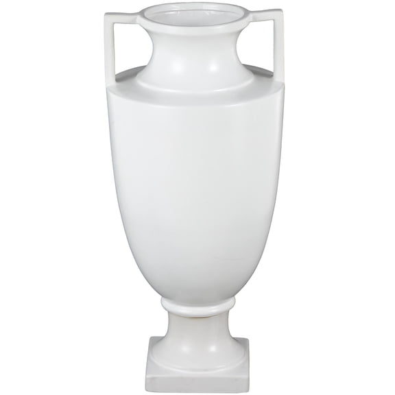 DecMode 22" Fluted Urn Shaped White Ceramic Vase with Handles