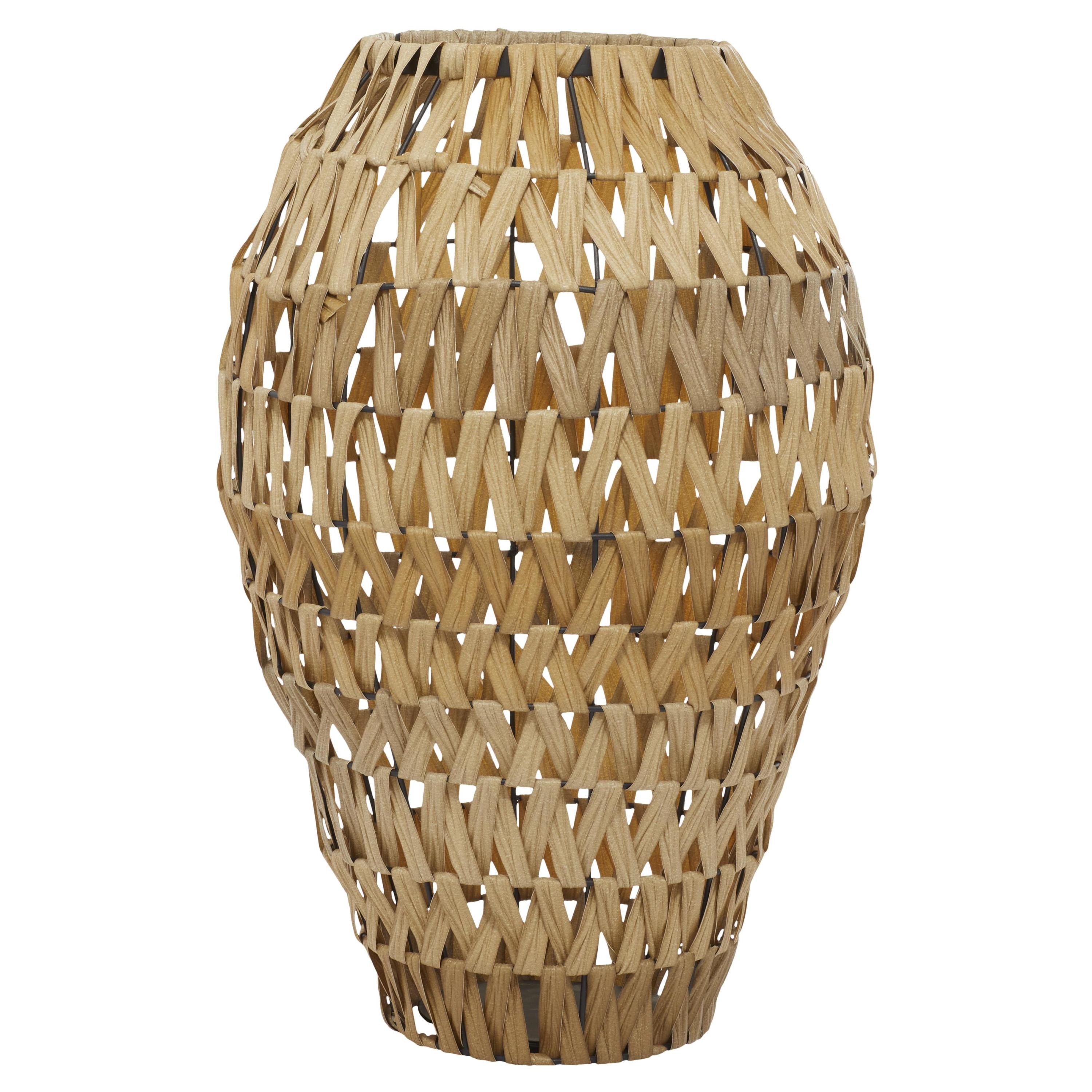 Handmade Woven Brown Faux Seagrass Urn Vase