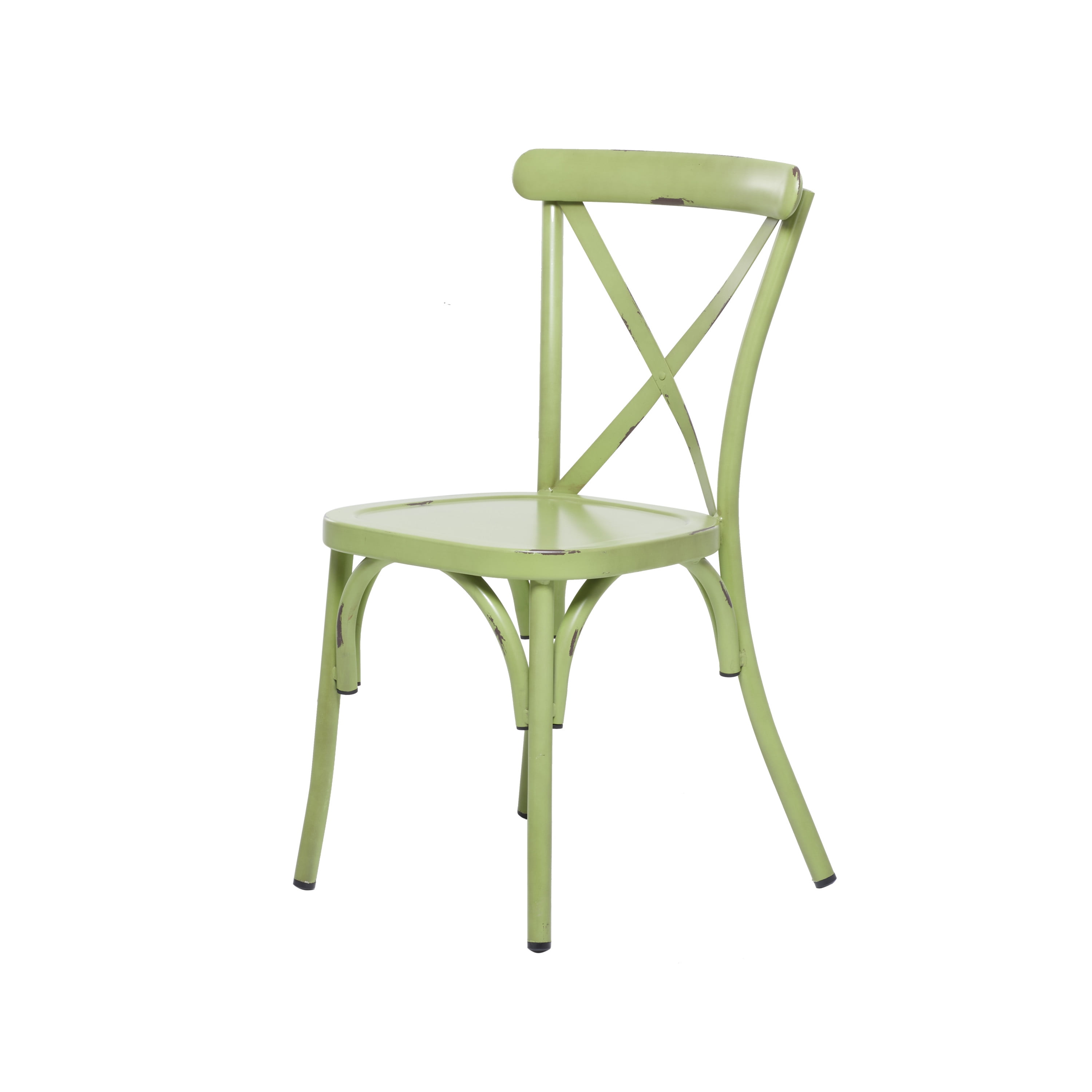 DecMode 22"W, 35"H Metal Farmhouse Outdoor Dining Chair, Green, 2-Piece
