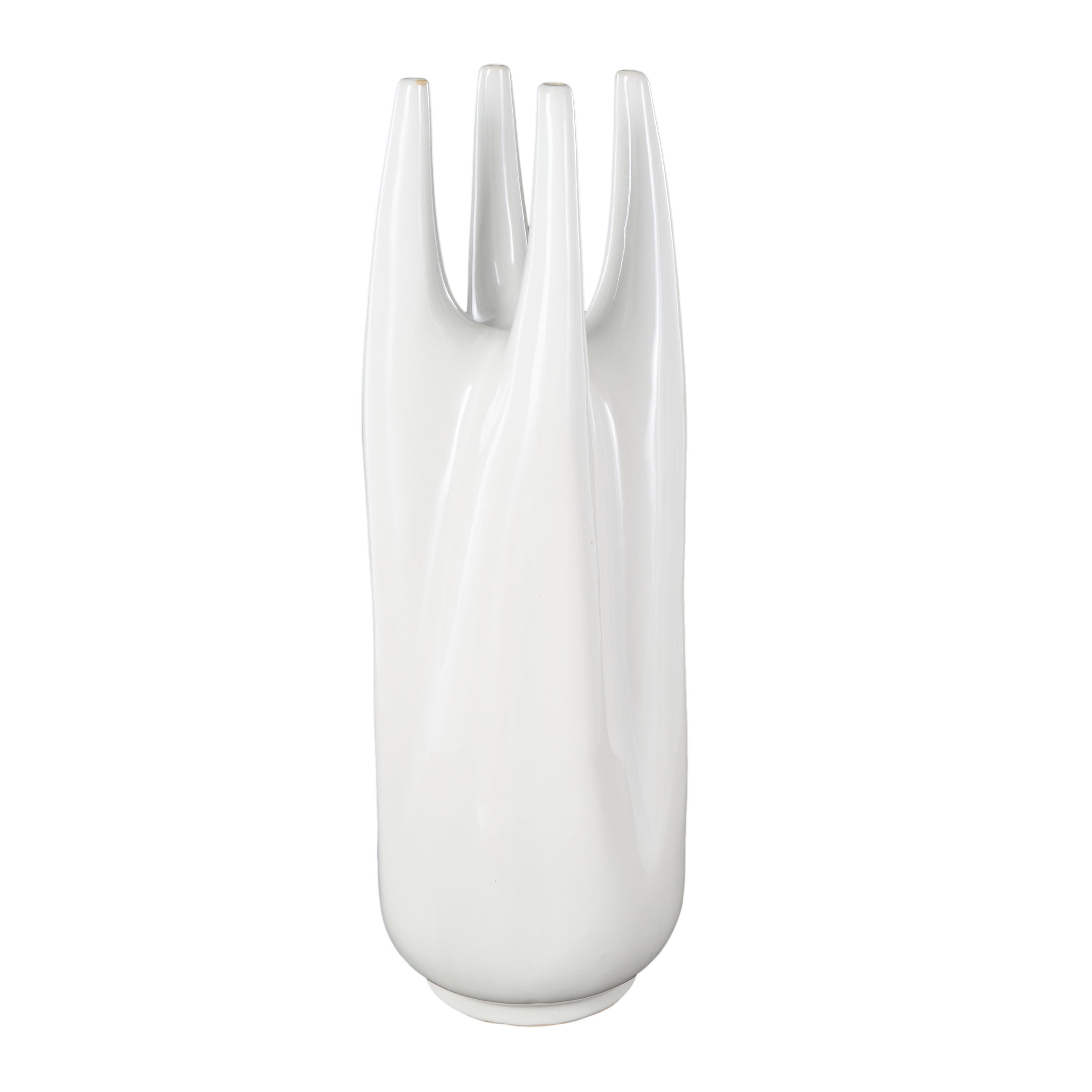 DecMode 22" Abstract White Ceramic Vase with Multiple Openings