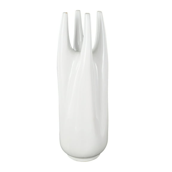 DecMode 22" Abstract White Ceramic Vase with Multiple Openings
