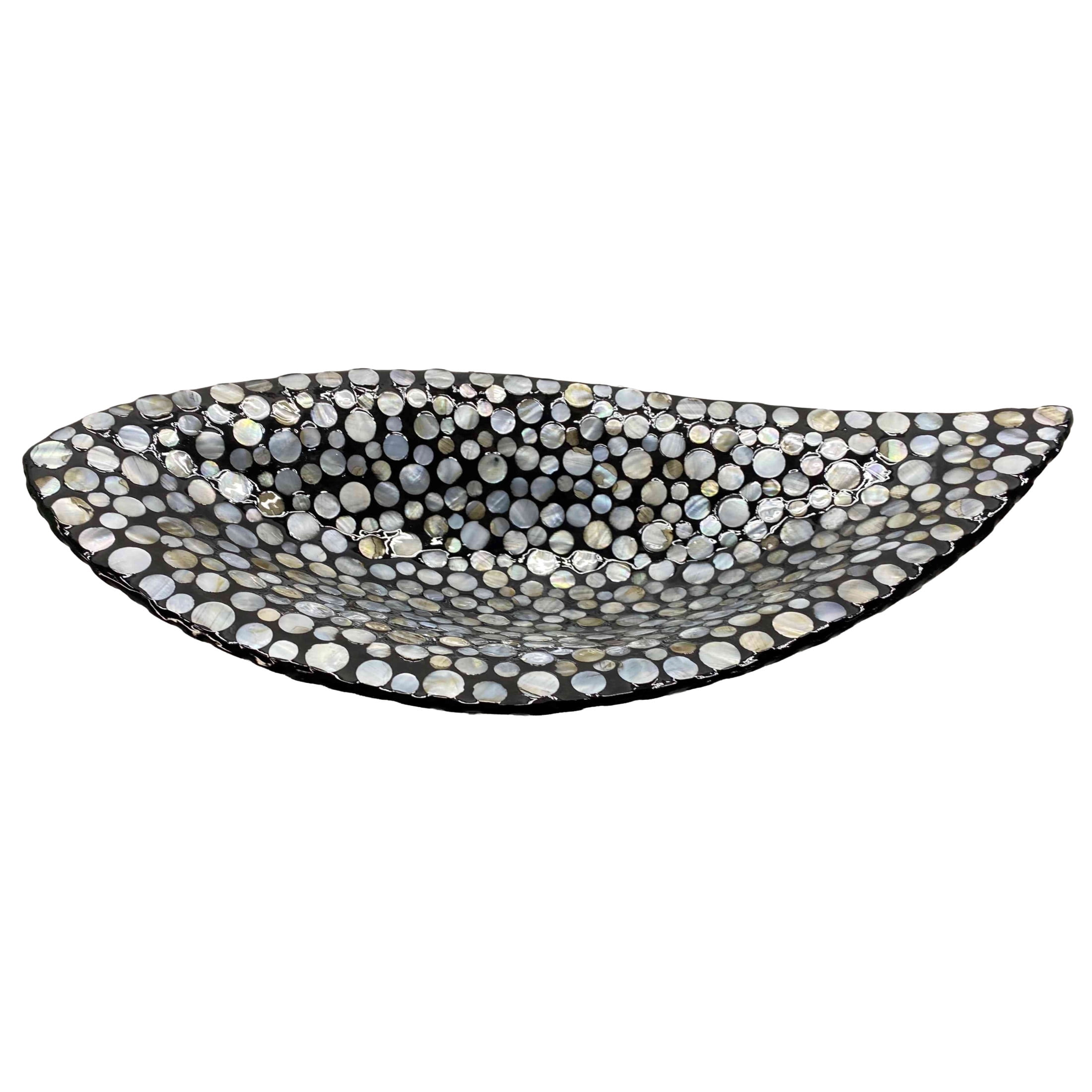 DecMode 22" x 10" Gray Mother of Pearl Shell Nautical Tray, 1-Piece