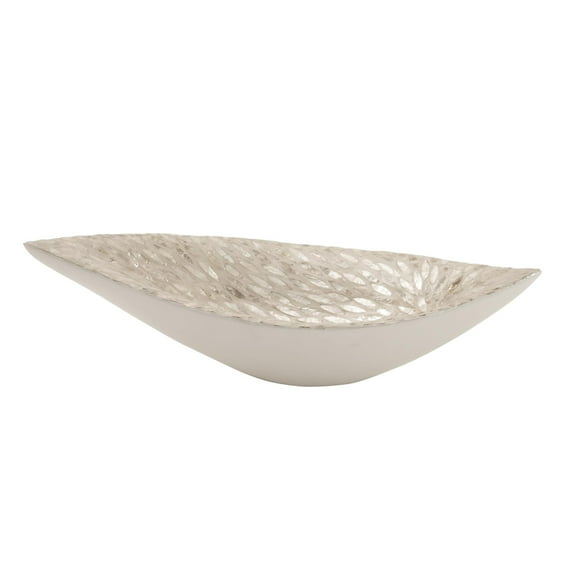 DecMode 22" x 10" White Mother of Pearl Shell Nautical Tray, 1-Piece