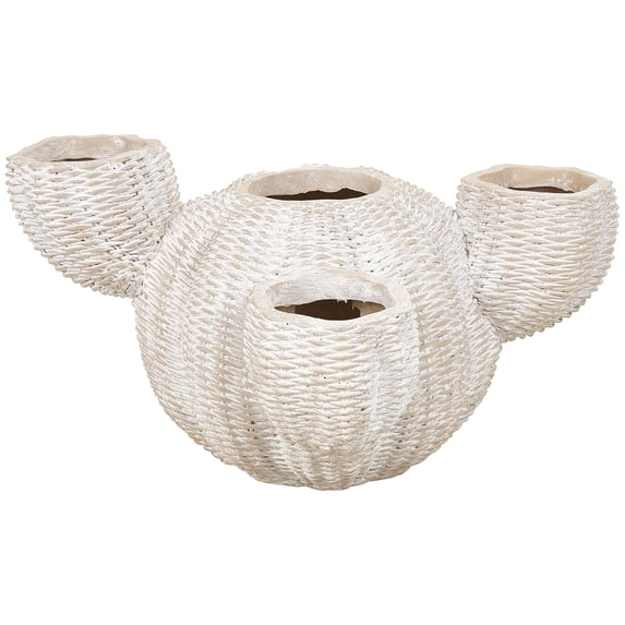 DecMode 22" x 12" Wide Textured Cream Resin Cactus Planter