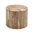 thumbnail image 1 of DecMode 22" x 18" Brown Reclaimed Wood Handmade Pinwheel Drum Starburst Accent Table with Colorful Painted Accents, 1-Piece, 1 of 14