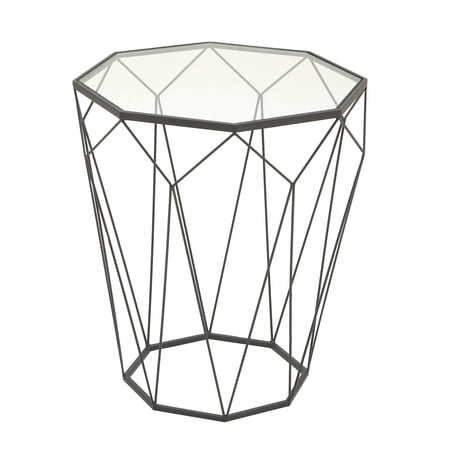 DecMode 22" x 20" Black Metal Contemporary Accent Table