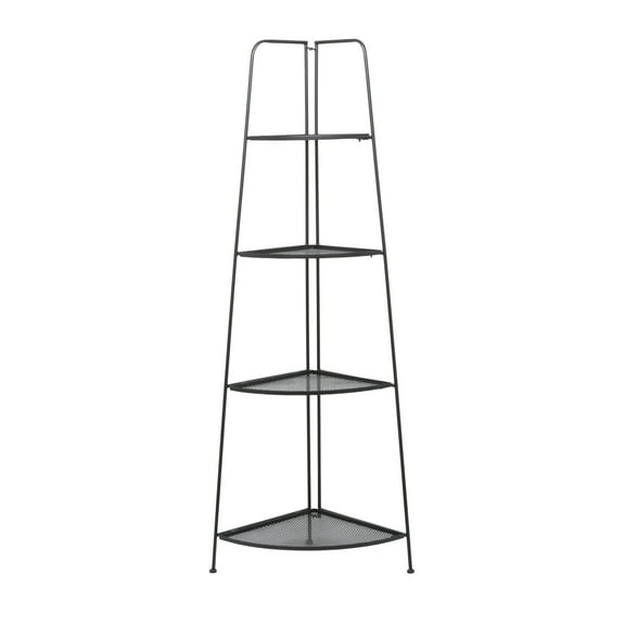 DecMode 22" x 27" Black Metal Indoor Outdoor Tall Folding 4 Shelves Bakers Rack, 1-Piece