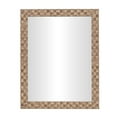 thumbnail image 1 of DecMode 22" x 28" Brown Wall Mirror with Checkered Pattern Frame, 1 of 9
