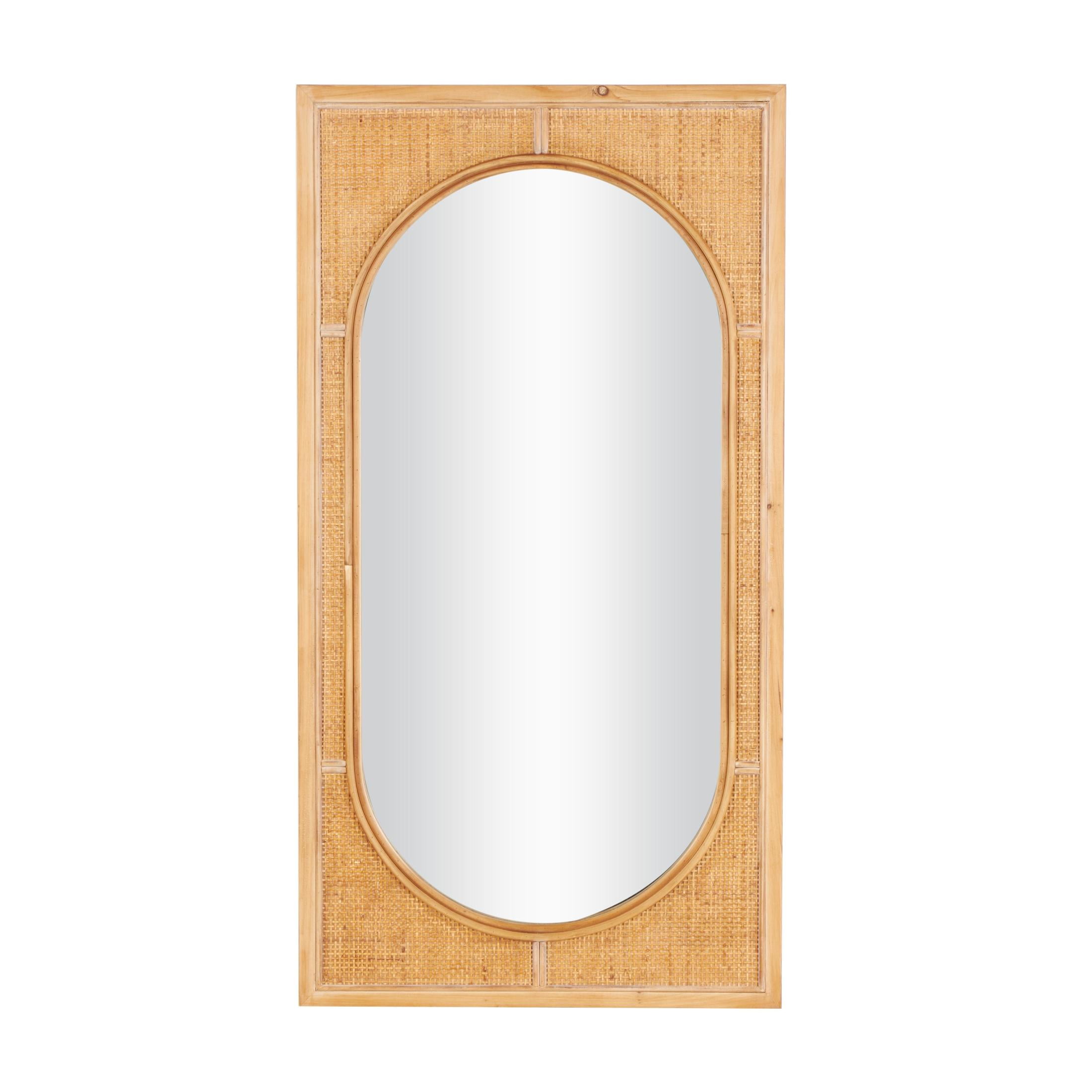 DecMode 22" x 42" Brown Wall Mirror with Oval Center