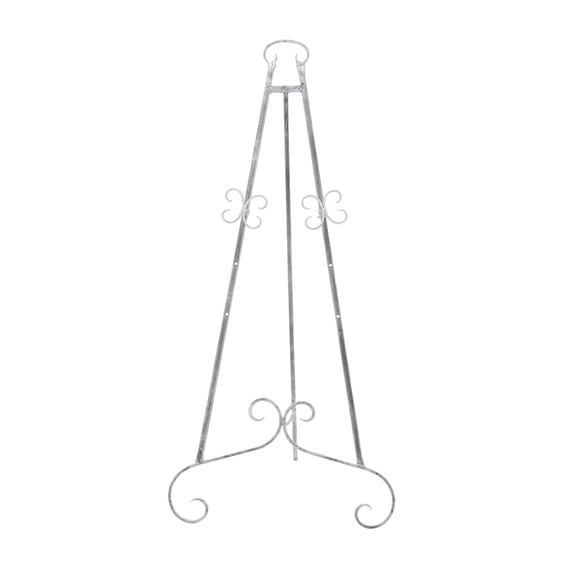 DecMode 22" x 46" Silver Metal Tall Adjustable Floor 3 Tier Scroll Easel, 1-Piece