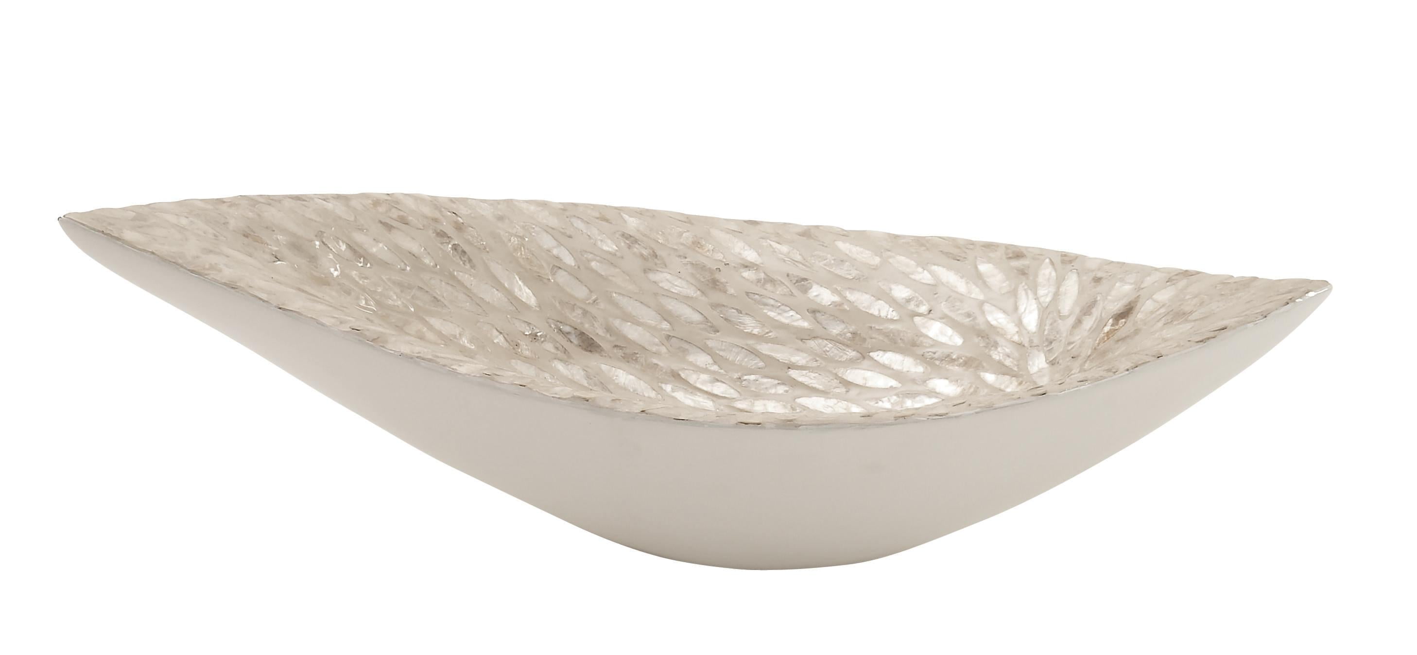 Beige and White Abstract Wood Decorative Tray