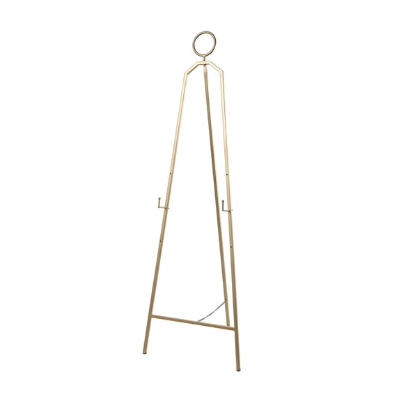 DecMode 22" x 66" Gold Metal Tall Adjustable Floor 3 Tier Easel with Circular Ring Top, 1-Piece