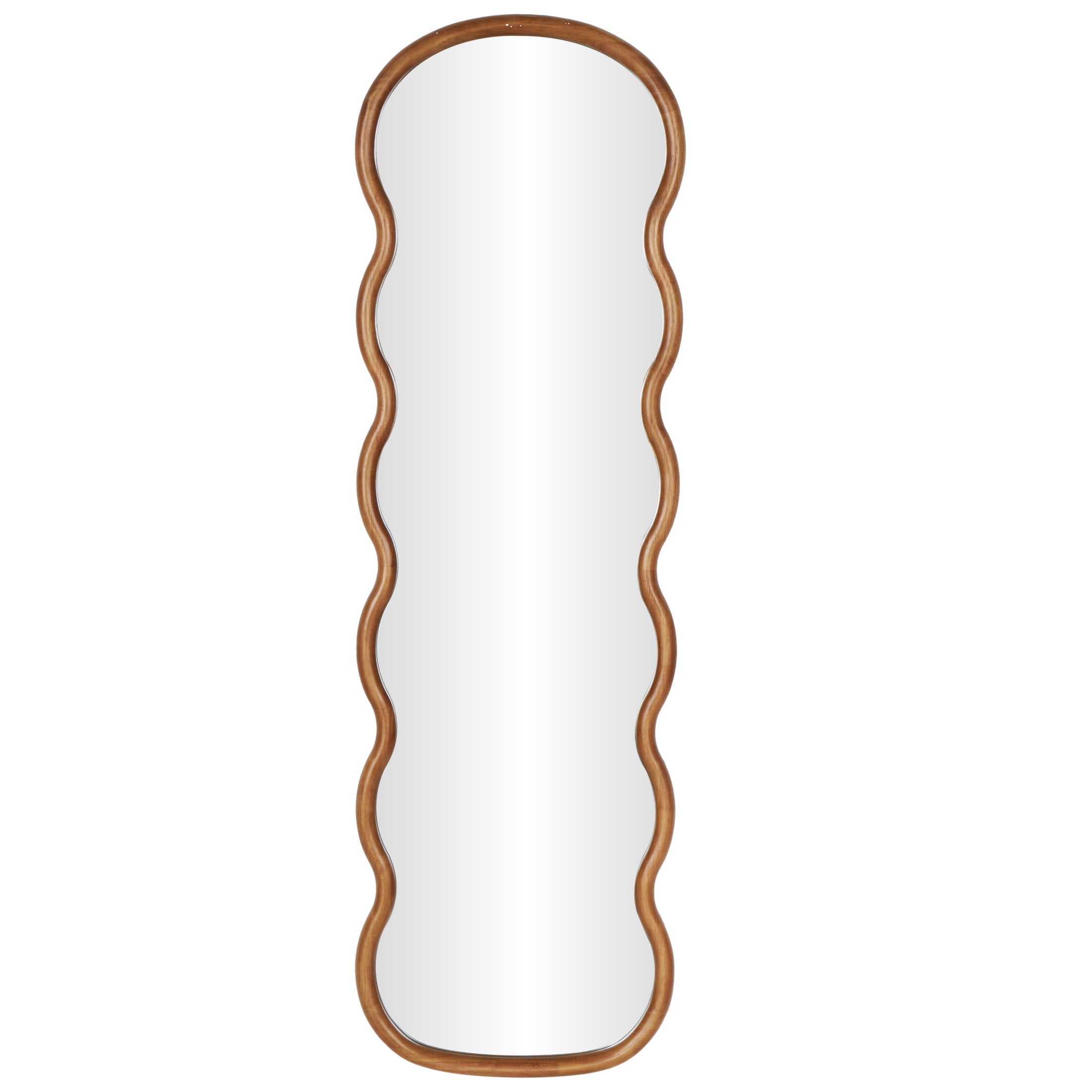 DecMode 22" x 71" Brown Wavy Abstract Wall Mirror