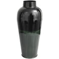 thumbnail image 1 of DecMode 23" Abstract Colorblock Green Metal Vase with Paint Streak Designs, 1 of 7