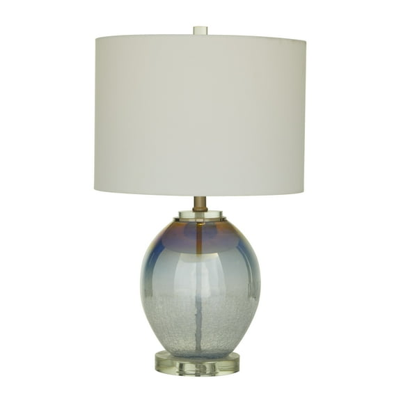 DecMode 23" Blue Table Lamp with White Linen Shade (2 Count)