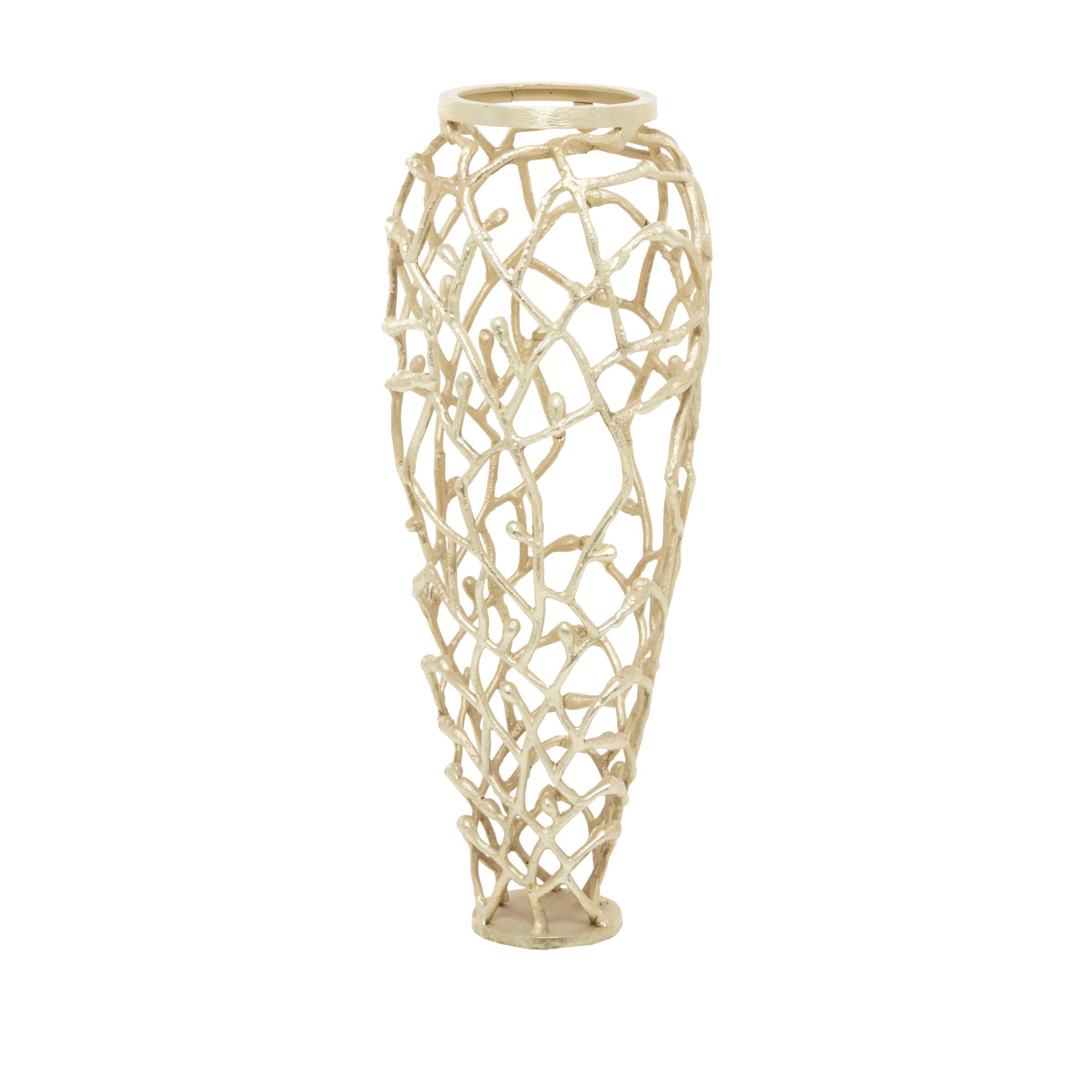 DecMode 23" Coral Cutout Coral Gold Aluminum Metal Vase