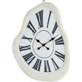 thumbnail image 1 of DecMode 23" White Wooden Abstract Wavy Wall Clock with Roman Numerals, 1 of 9