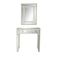 thumbnail image 1 of DecMode 23" x 31" Silver Glass Mirrored Geometric Single Drawer Console Table with Mirror, 2-Pieces, 1 of 16