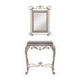 thumbnail image 1 of DecMode 23" x 32" Bronze Metal Leaf Console Table with Mirror with Scrolled Legs, 2-Pieces, 1 of 9