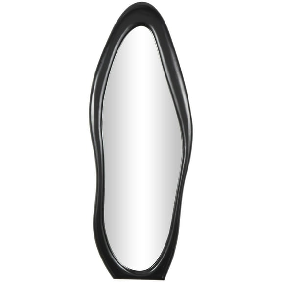 DecMode 23" x 63" Black Wavy Abstract Wall Mirror
