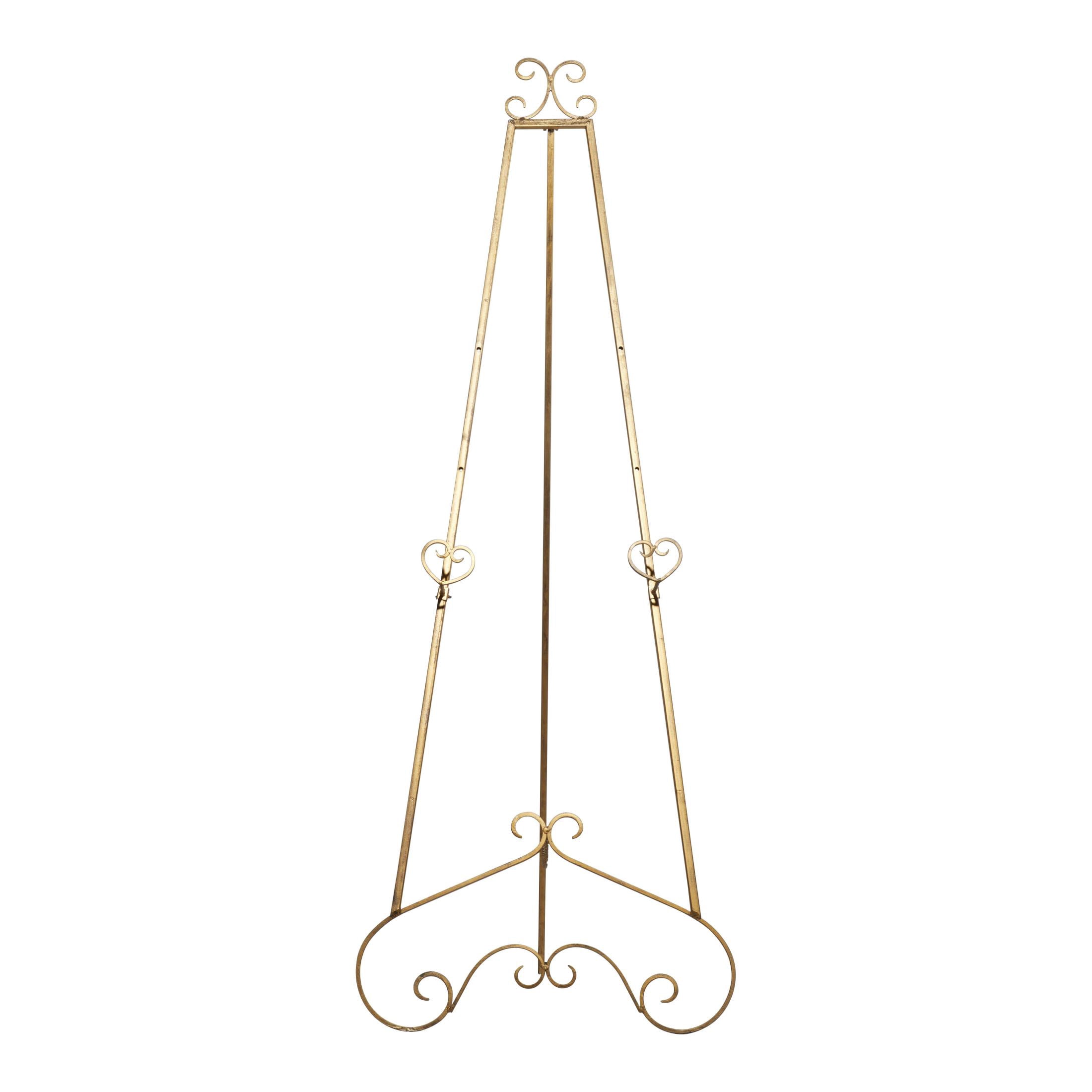 DecMode 25" x 70" Gold Metal Tall Adjustable Floor 3 Tier Scroll Easel, 1-Piece