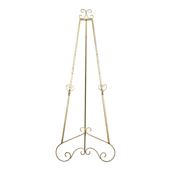 DecMode 23" x 68" Gold Metal Tall Adjustable Floor 3 Tier Scroll Easel, 1-Piece