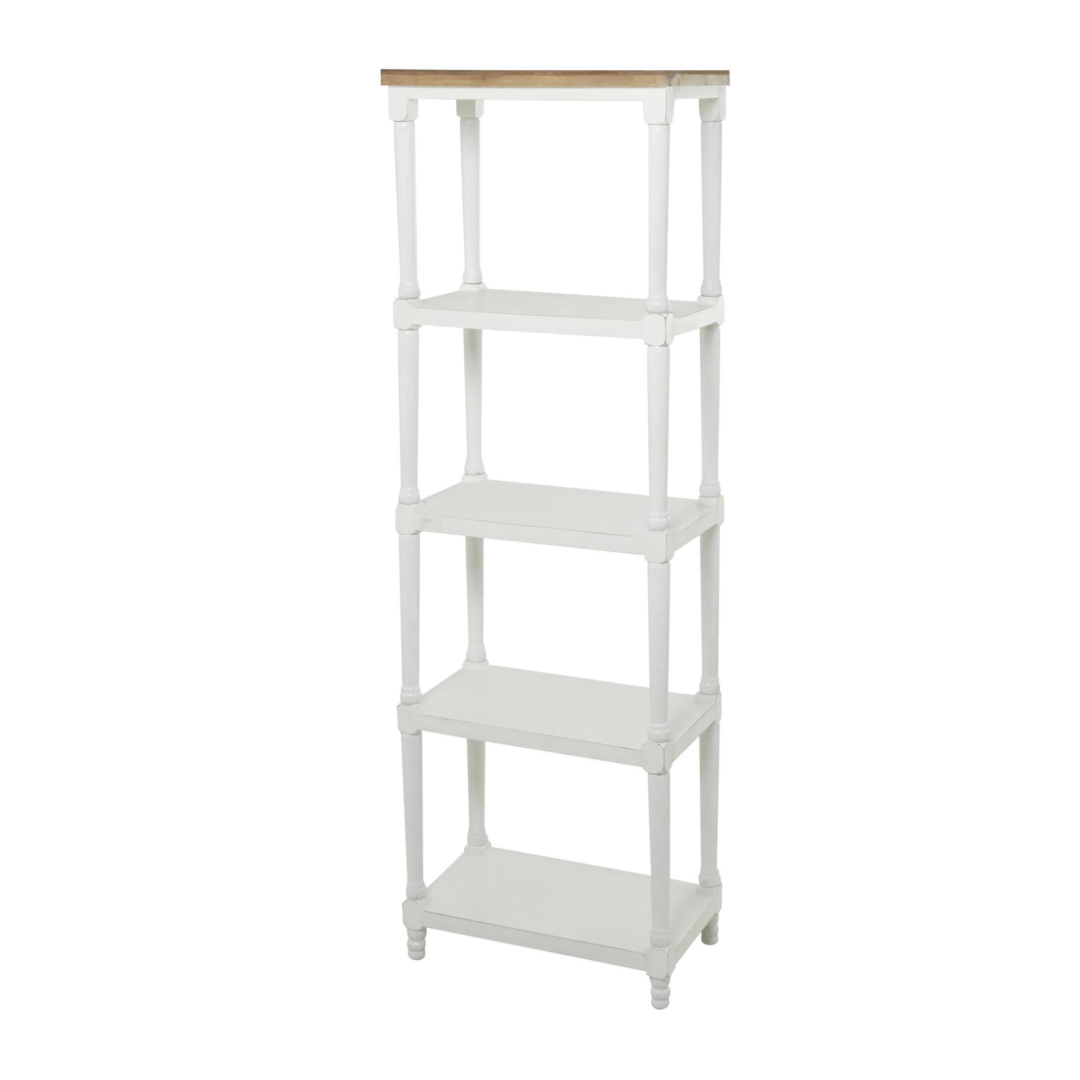 DecMode 23" x 72" White Wood 5-Tier Shelving Unit, 1-Piece