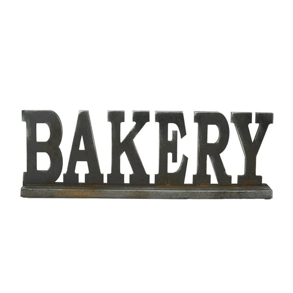 DecMode 23" x 8" Antique Black Wood Industrial Decorative Sign, 1 - Piece