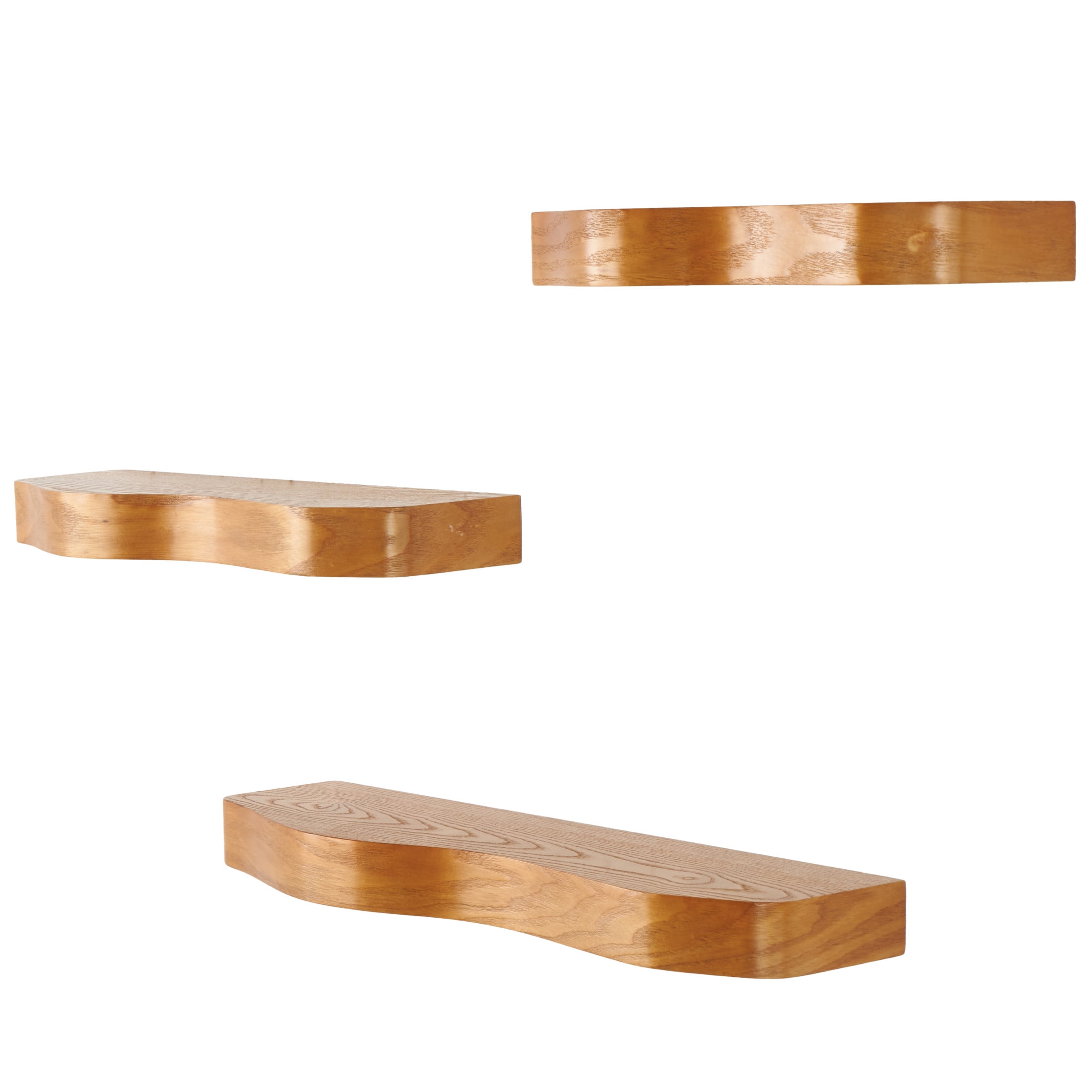 DecMode 24", 20", 16"W Handmade 3-Tier Brown Wall Shelf with Various Sizes (3 Count)