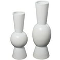 thumbnail image 1 of DecMode 24", 20"H Abstract Fluted Round White Ceramic Vase, Set of 2, 1 of 8