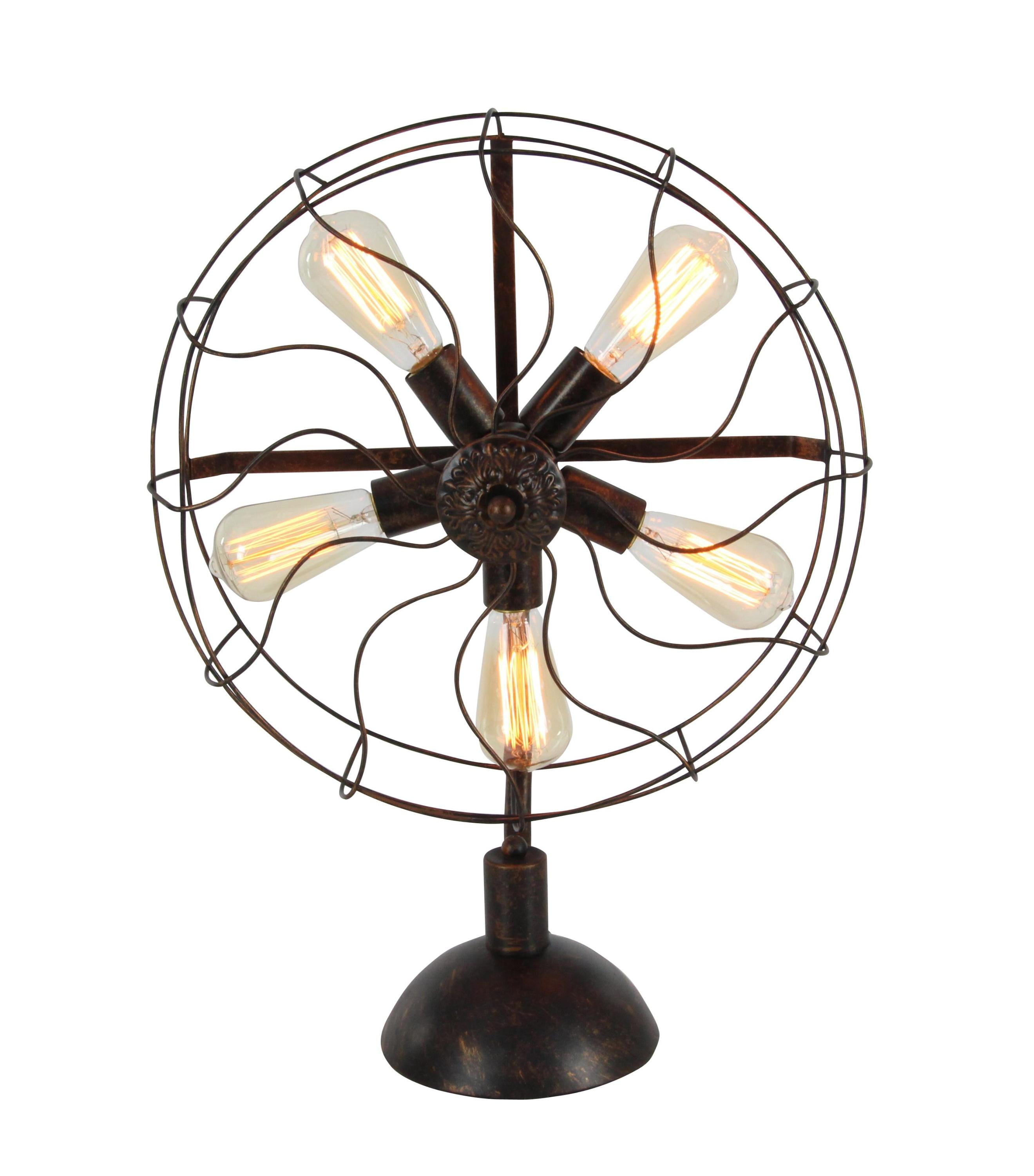 Bronze Vintage Fan Shape 5 Light Industrial Nightstand Lamp